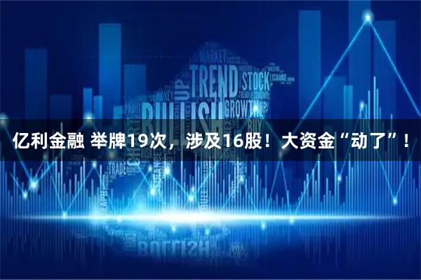 亿利金融 举牌19次，涉及16股！大资金“动了”！